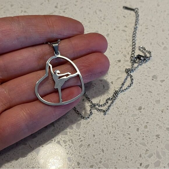 Stainless Steel Ballet Dancer Themed Pendant Necklace - Picture 4 of 8